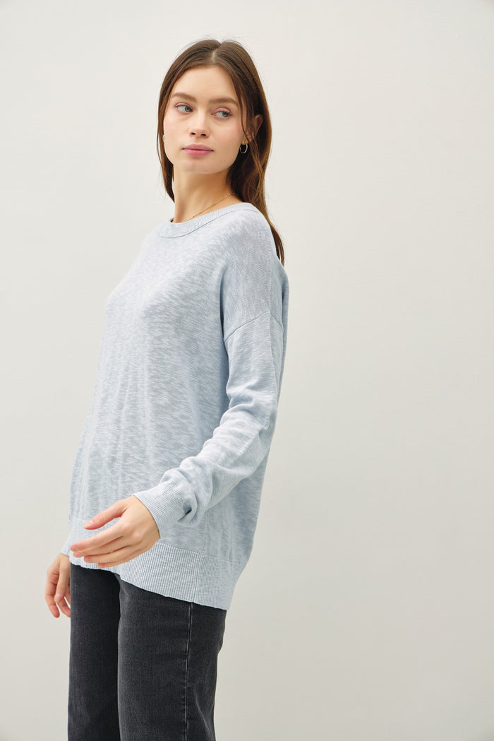 Light Blue Oversized Slub Knit Sweater