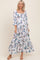 White Floral Sweetheart Puff Sleeve Maternity Maxi Dress