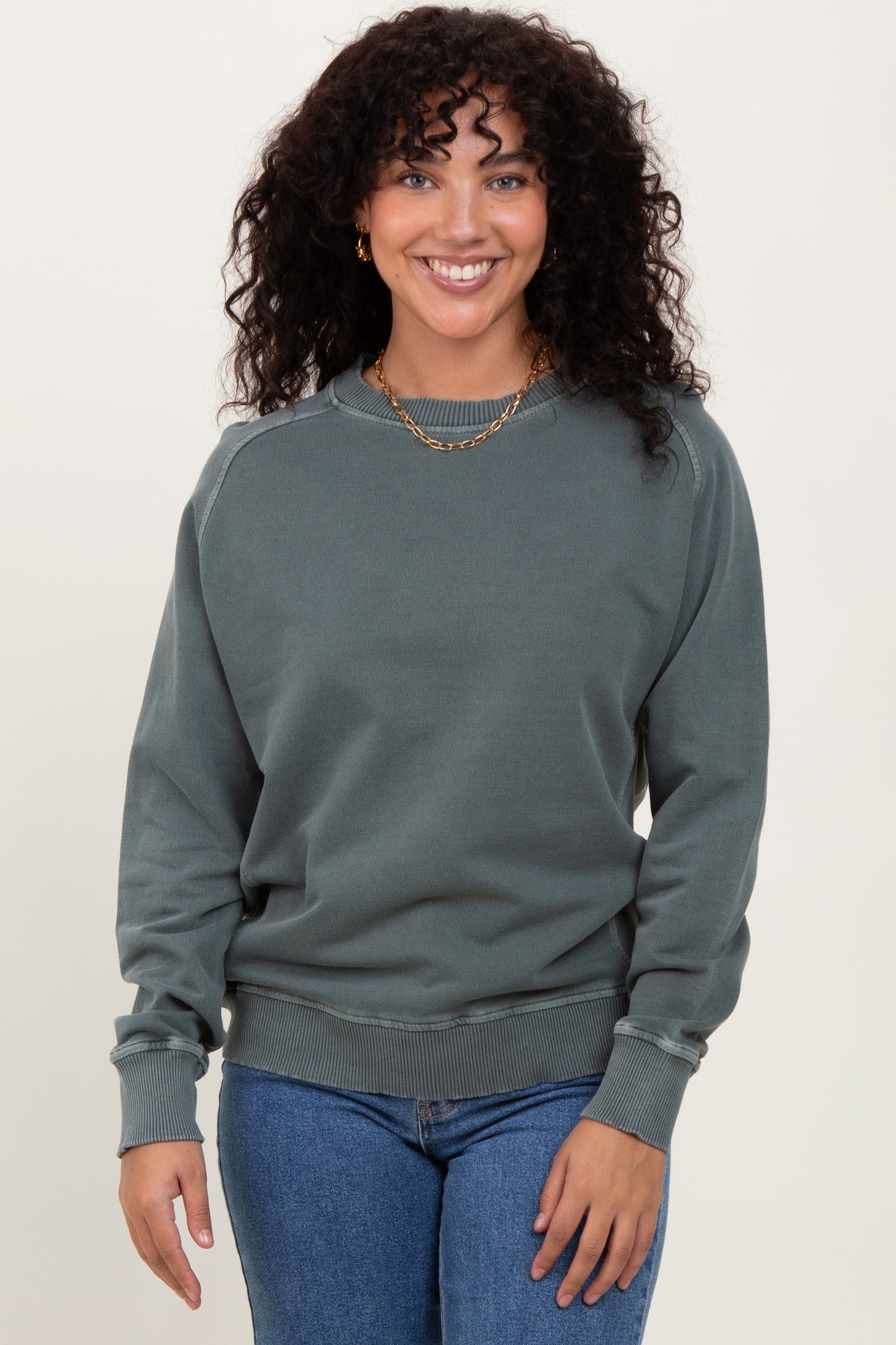 Light Olive French Terry Vintage Wash Pullover