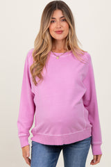 Pink French Terry Vintage Wash Maternity Pullover