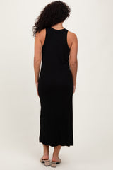 Black Sleeveless Side Slit Midi Dress