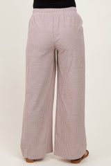 Light Taupe Striped Drawstring Wide Leg Maternity Pants