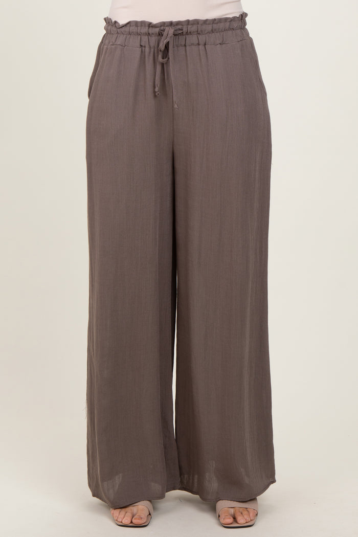 Mocha Ruffled Drawstring Waist Wide Leg Pants
