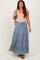 Blue Drawstring Tiered Maternity Maxi Skirt