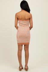 Rust Soft Color Mixed Sweater Tube Dress