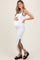 White Colorblock Trim Knit Side Slit Maternity Midi Dress