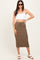 Mocha Ribbed Knit Drawstring Midi Skirt