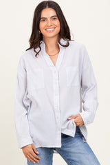 Light Grey Cotton Gauze Oversized Button Down Shirt