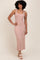 Blush/Cream Lightweight Rib Fit And Flare Midi Dress