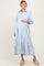 Blue Striped Collar Maternity Maxi Dress