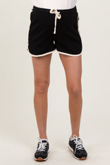 Black White Trim Maternity Shorts