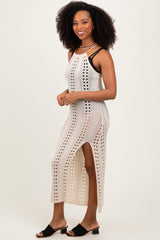 Beige Halter Crochet Cover Up