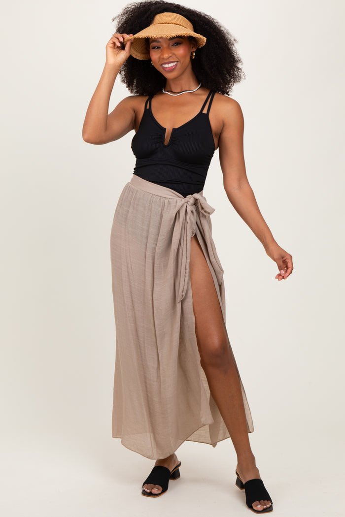 Beige Loose Beach Cover Up Maternity Skirt