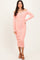 Peach Striped Ribbed Button Accent Off Shoulder Dress