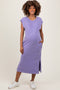 Lavender Casual Sleeveless Pocketed Maternity Midi Dress