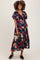 Navy Floral Print Woven Maternity Midi Dress