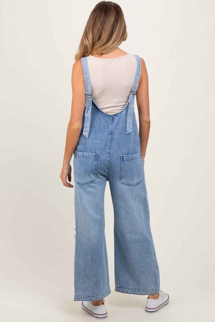 Blue Relaxed Fit Denim Maternity Jumpsuit