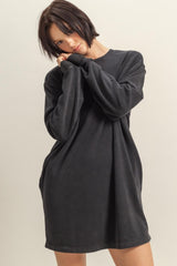 Black Long Sleeve Oversized Sweatshirt Mini Dress