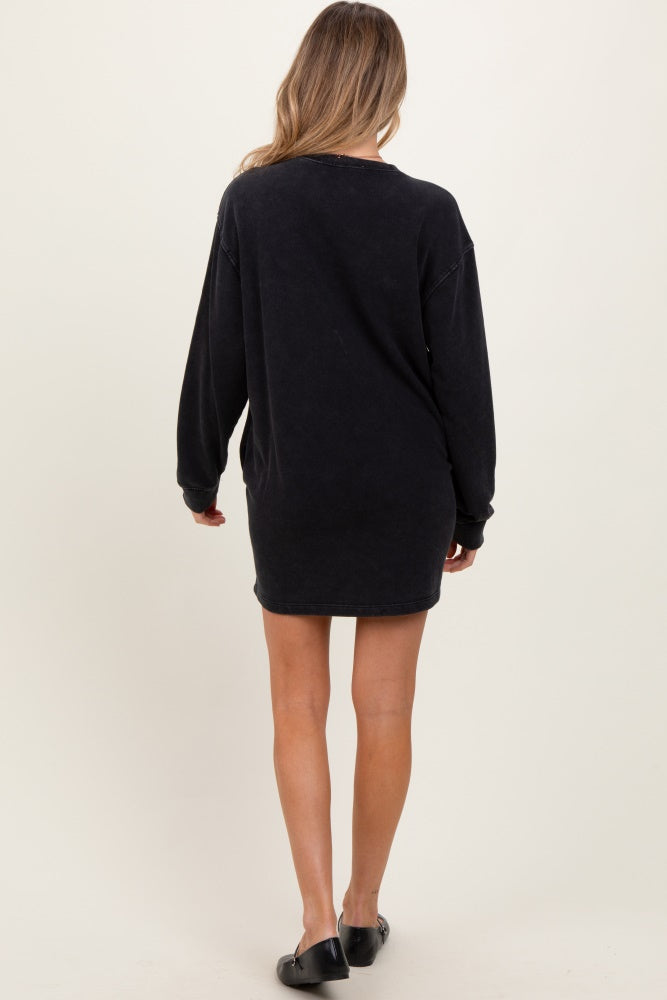 Black Long Sleeve Oversized Sweatshirt Maternity Mini Dress