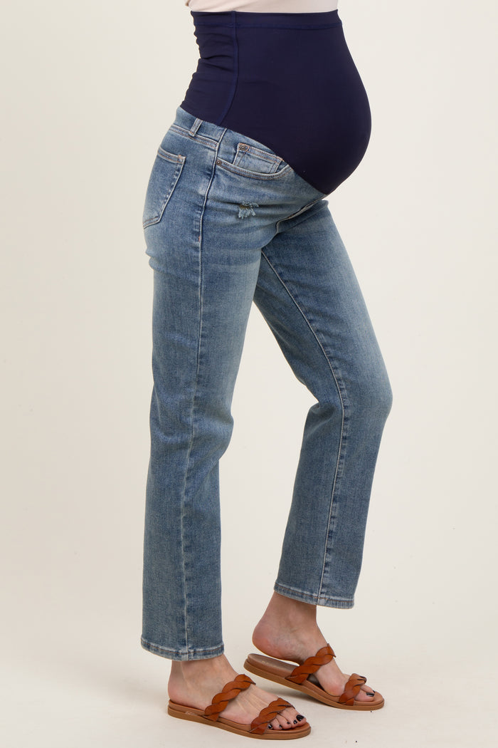 Light Wash Slim Straight Maternity Jeans