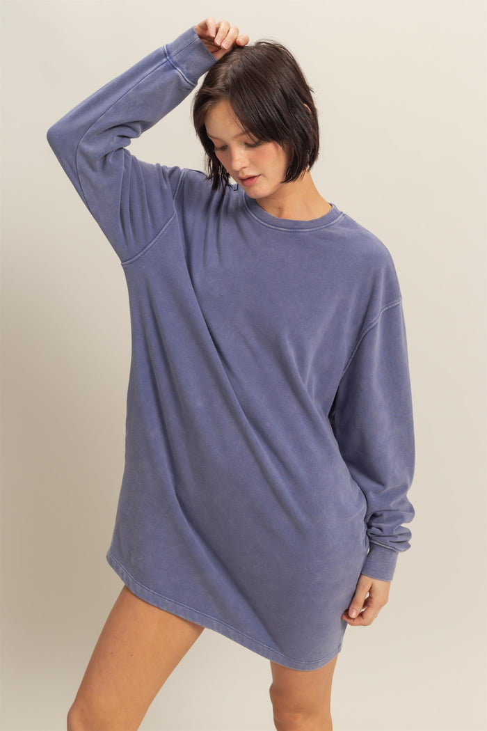 Light Blue Long Sleeve Oversized Sweatshirt Maternity Mini Dress
