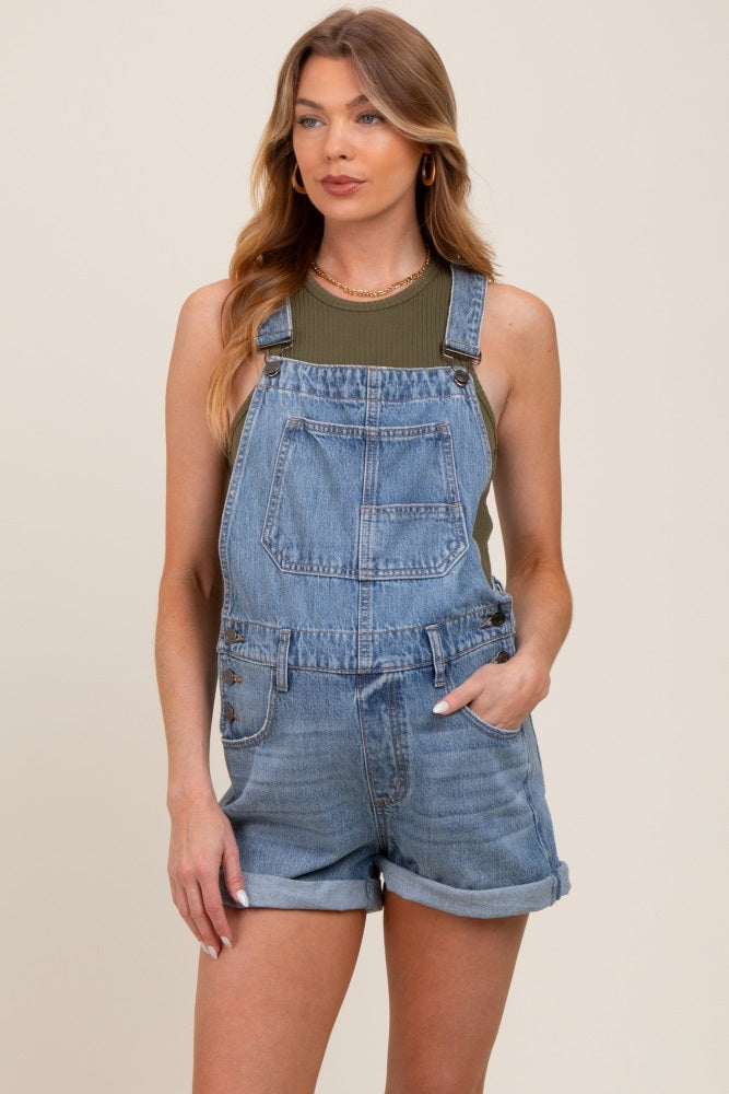 Blue Rolled Cuff Maternity Shortall