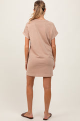 Light Taupe Maternity Mini T-Shirt Dress