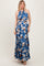 Blue Floral Halter Side Cutout Maxi Dress