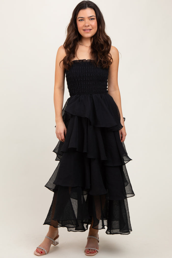 Black Layered Maternity Maxi Dress