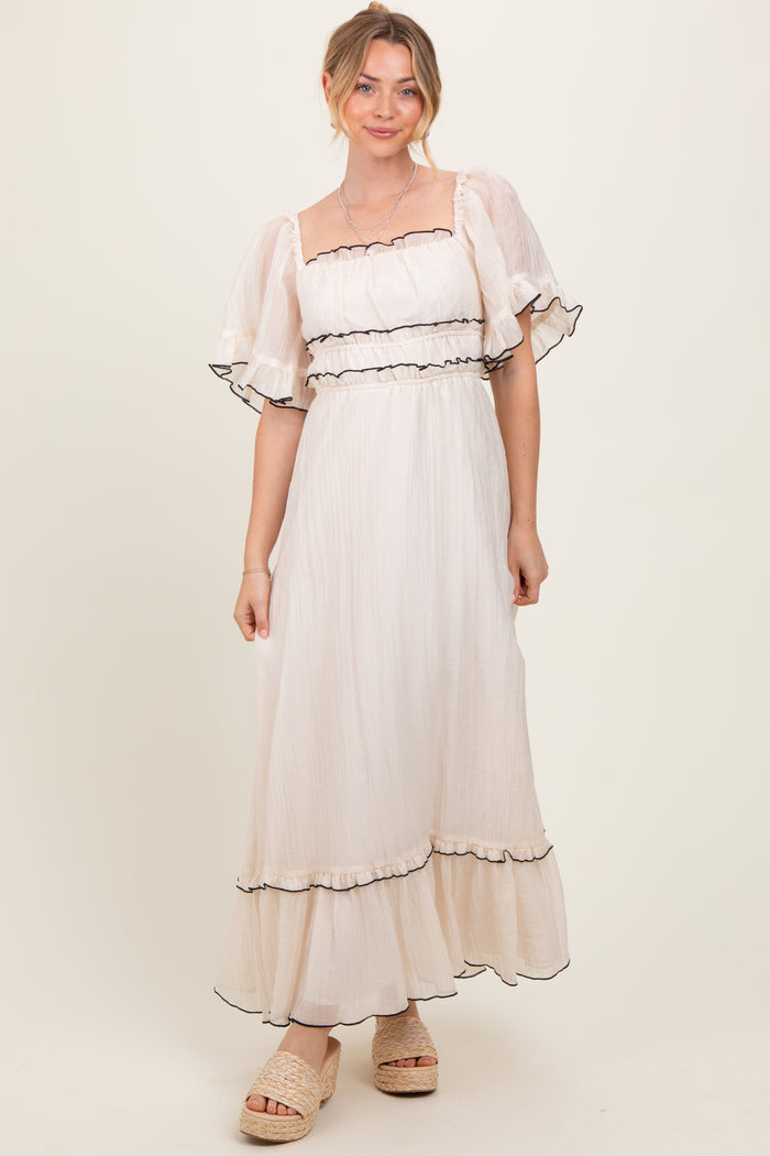 Cream Wide Sleeve Maternity Maxi Dress