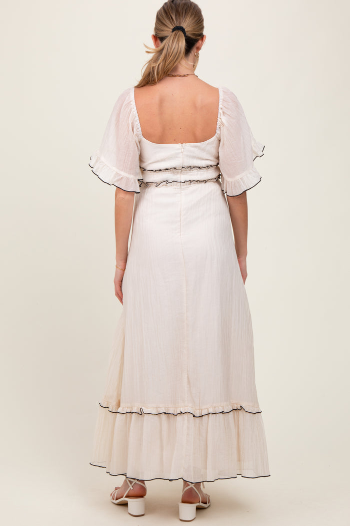 Cream Wide Sleeve Maternity Maxi Dress