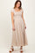 Beige Square Neck Smocked Top Criss Cross Back Tie Maxi Dress