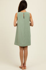 Light Olive Sleeveless Striped A-Line Mini Dress