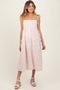 Cream Floral Shoulder Tie Button Down Maternity Midi Dress