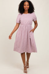Lavender Textured Knit Midi Dress