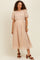 Beige Floral Embroidered Maternity Midi Dress