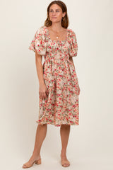 Cream Multi Printed Floral Maternity Maxi Dress