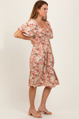 Cream Multi Printed Floral Maxi Dress