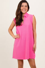 Pink Sleeveless Polo Maternity Mini Dress