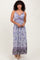 Blue Floral Front Cutout Side Slit Maxi Dress