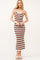 Brown/ Cream Knit Striped Fitted Maxi Dress