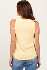 Yellow Knit Piping Detail Sleeveless Top