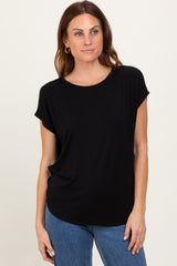 Black Dolman Sleeve Round Neck Maternity Top
