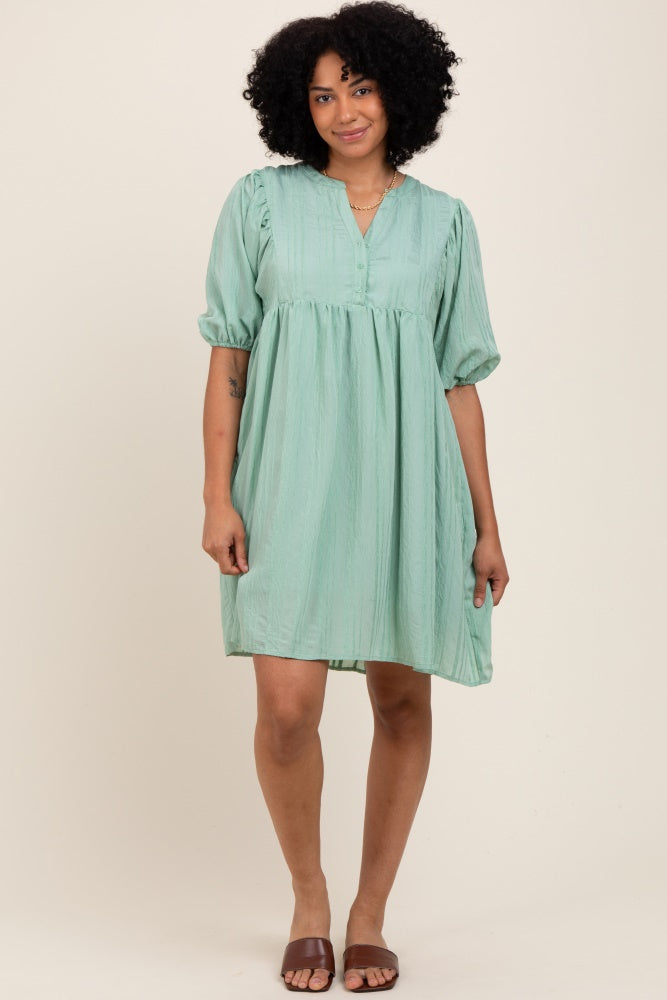 Light Olive Sheer Stripe Textured Mini Dress