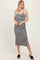 White Striped Ribbed Side Slit Sleeveless Midi Dress