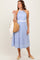 Blue Striped Halter Maternity Tie Back Cutout Midi Dress