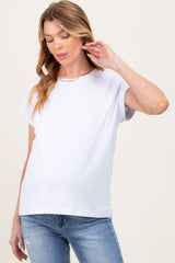 White Rolled Short Sleeve Maternity Tee
