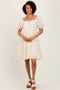 Cream Printed Button Up Ruffle Tiered Dress