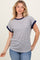 Black Pinstripe Contrast Trim Short Sleeve Tee