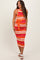 Fuchsia Multi Striped Ribbed Knit Fitted Maternity Midi Dress